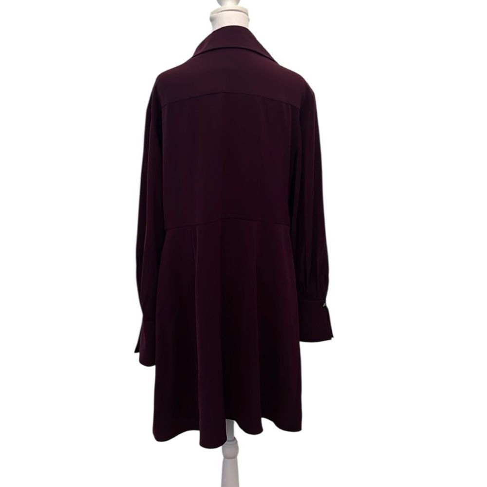 DKNY purple dress szM pleated long sleeves with cuffs faux wrap front EUC - Picture 4 of 17